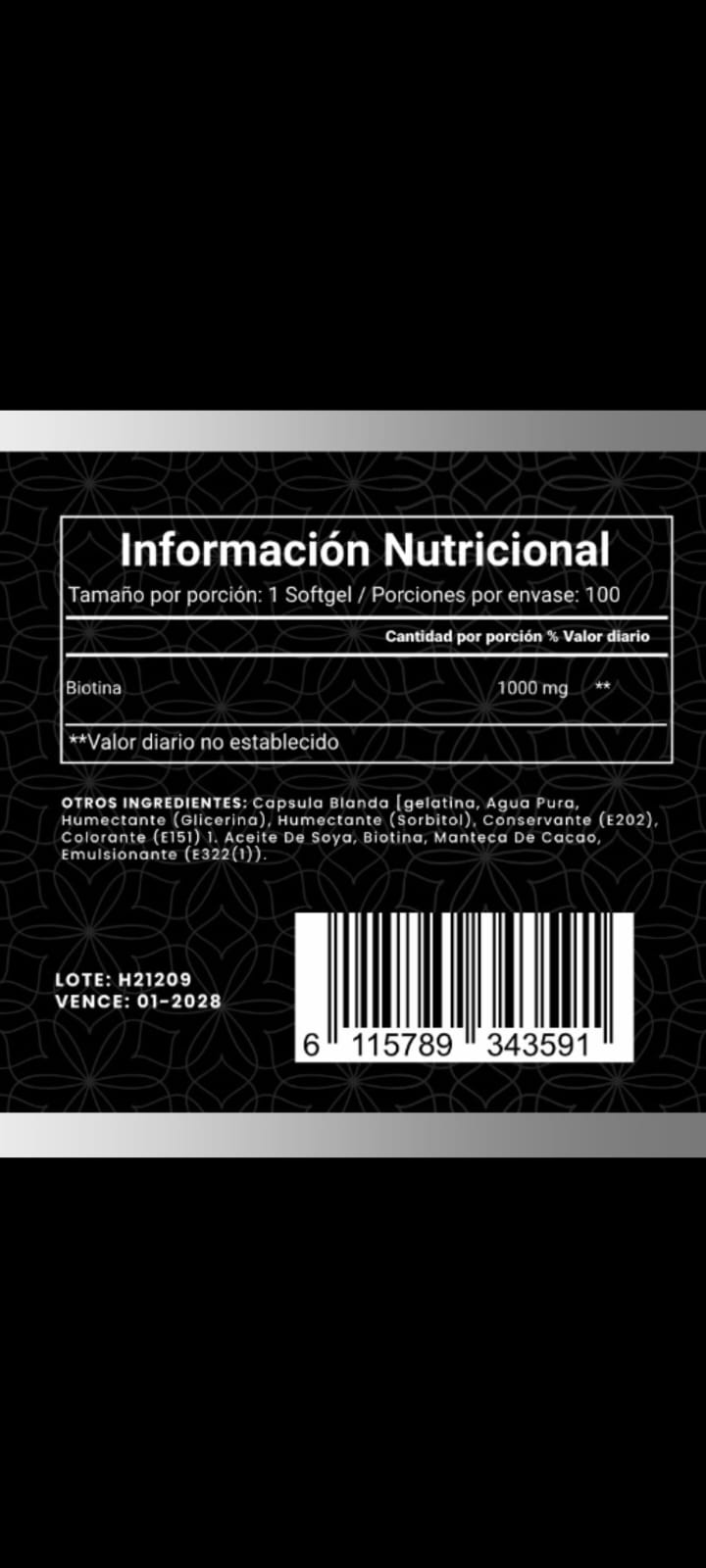 Biotina Garden of Life 1000mg / 100und